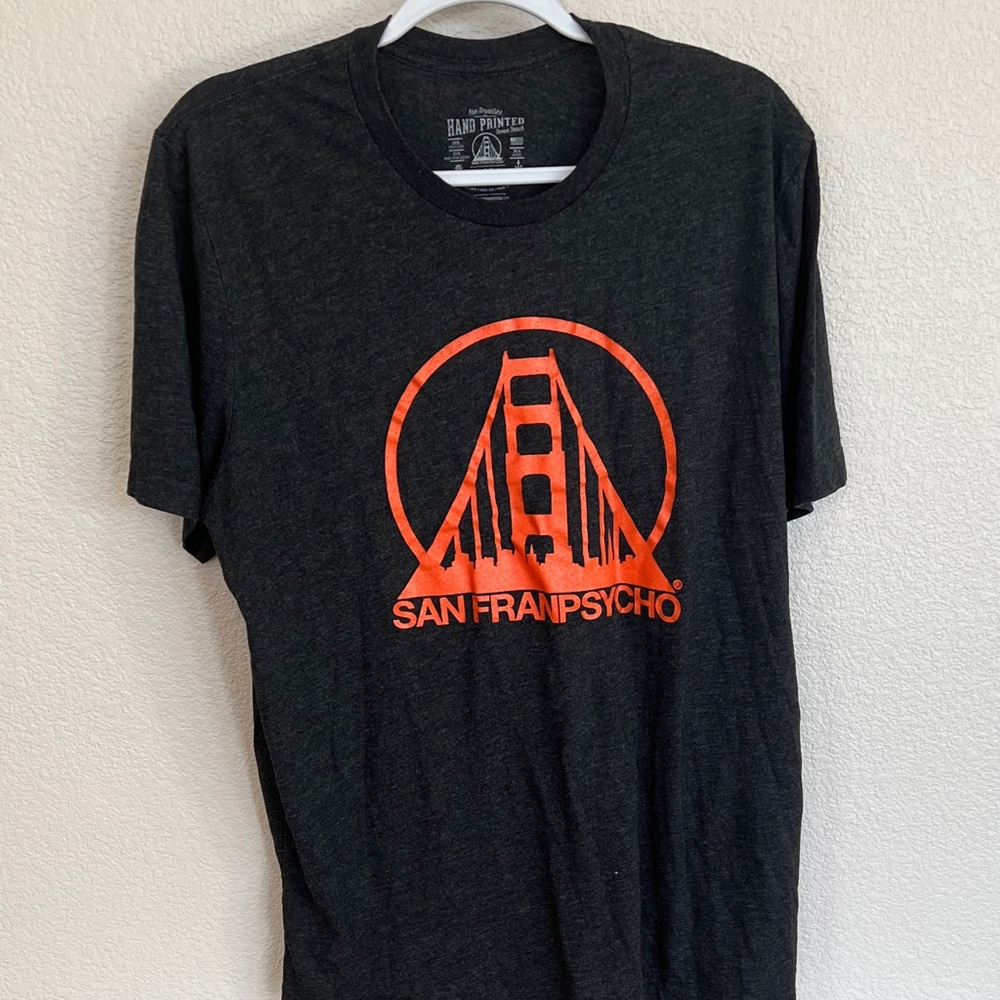 Black T-Shirt with Orange Print